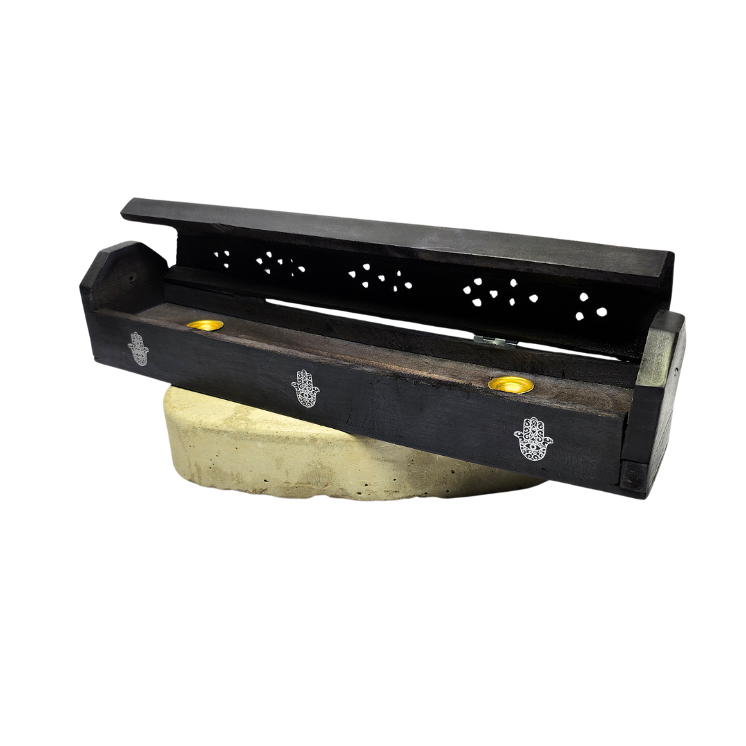 Incense Holder - Hamsa Hand Wooden Box