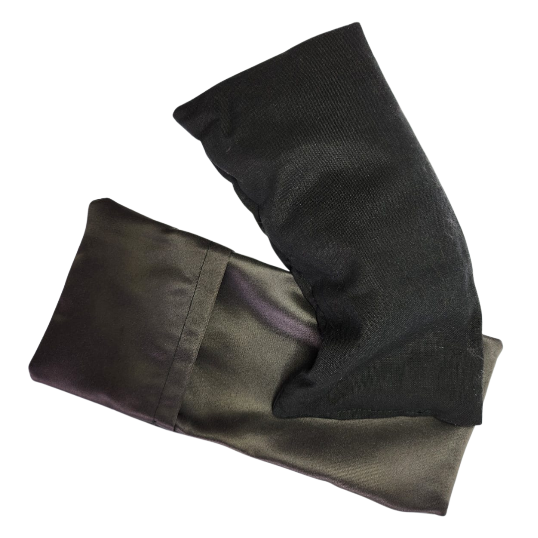 Luxury Hot & Cold Weighted Eye Therapy Pillow (100% Natural Flaxseed & Lavender Buds) with Silk Cover