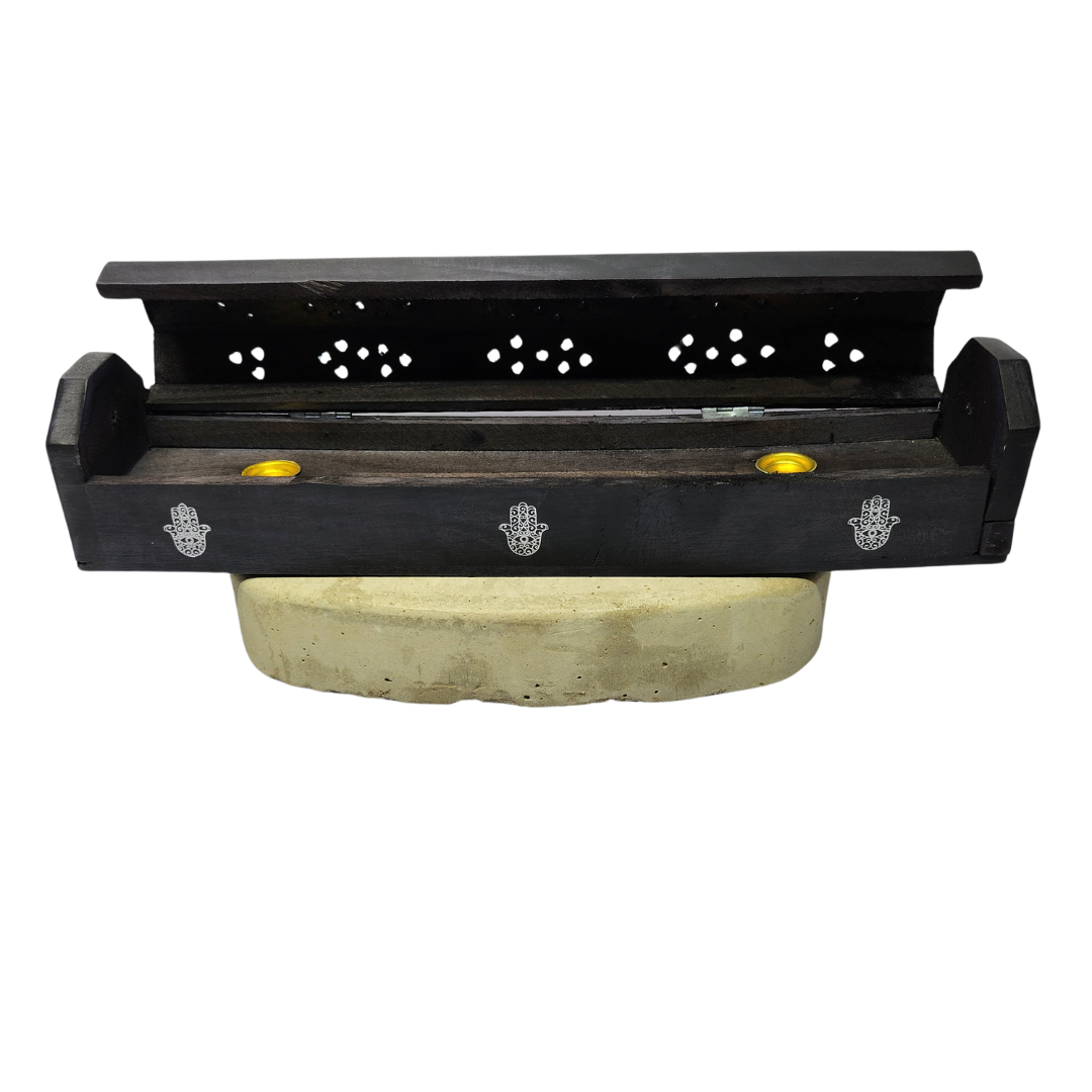 Incense Holder - Hamsa Hand Wooden Box