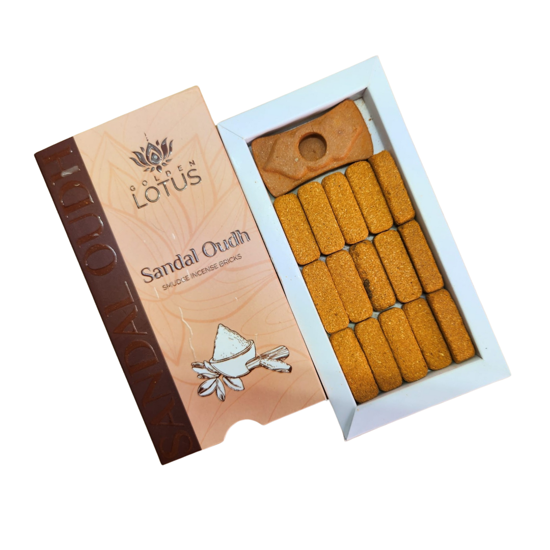 Golden Lotus Sandal Oudh Smudge Bricks