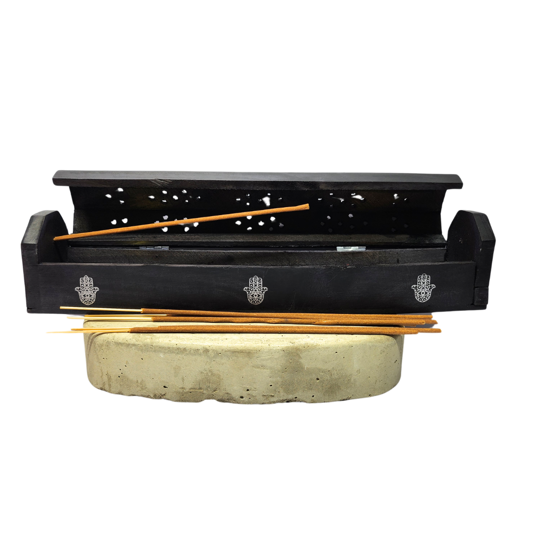 Incense Holder - Hamsa Hand Wooden Box