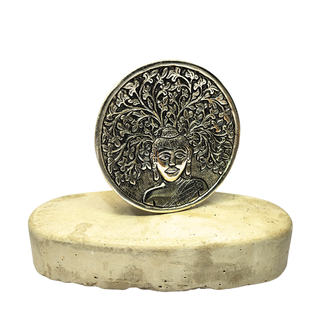 Incense Plate Metal - Buddha & Tree
