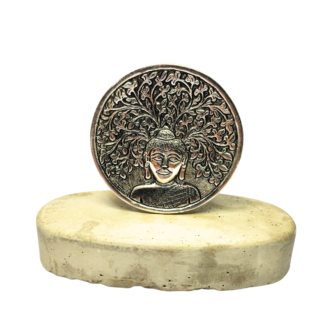 Incense Plate Metal - Buddha & Tree