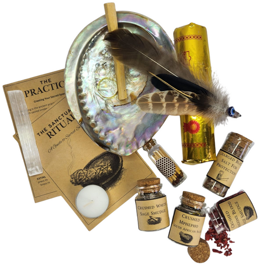 Luxury Sanctuary Resin Smudging Gift - Abalone Shell, Palo Santo, Feather