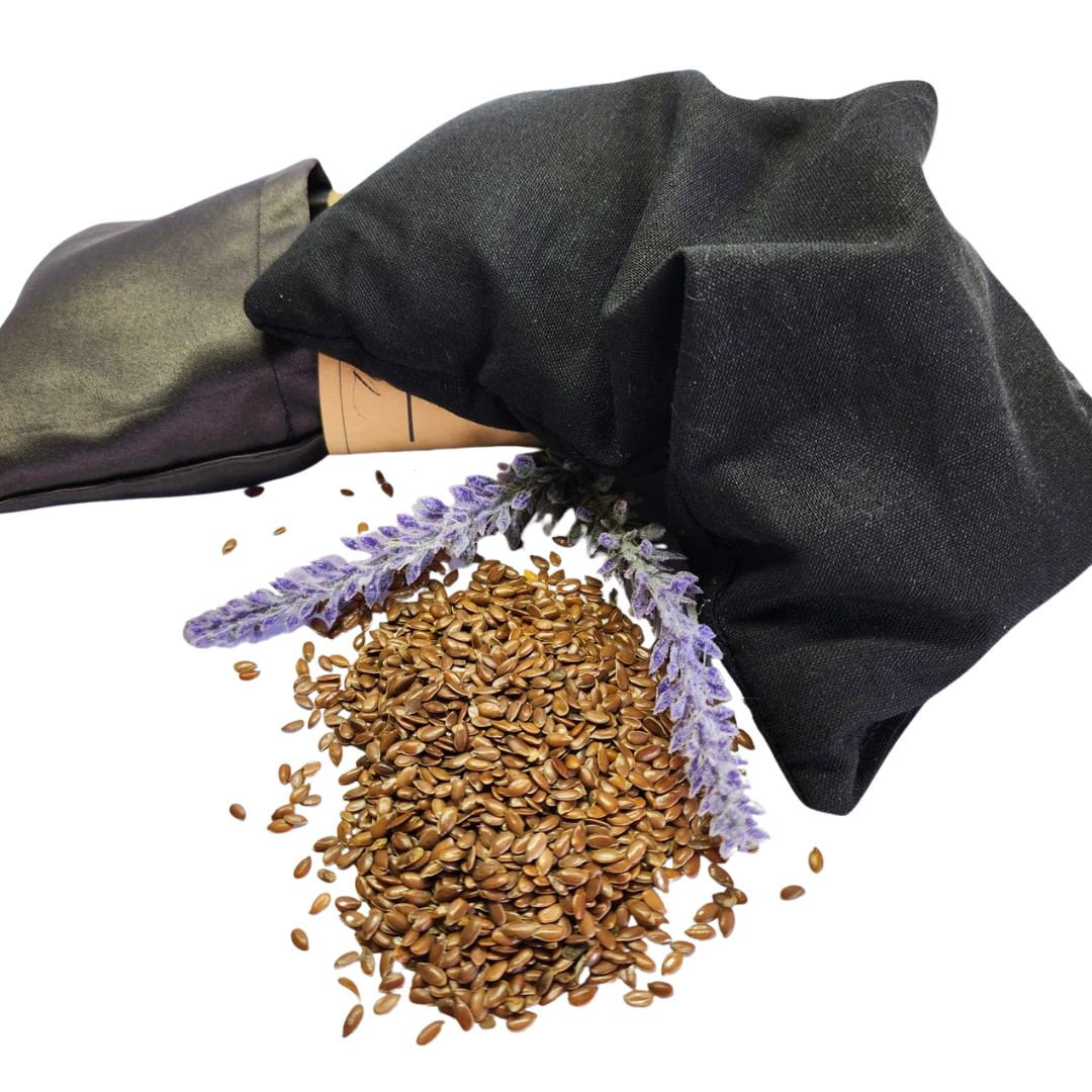 Luxury Hot & Cold Weighted Eye Therapy Pillow (100% Natural Flaxseed & Lavender Buds) with Silk Cover