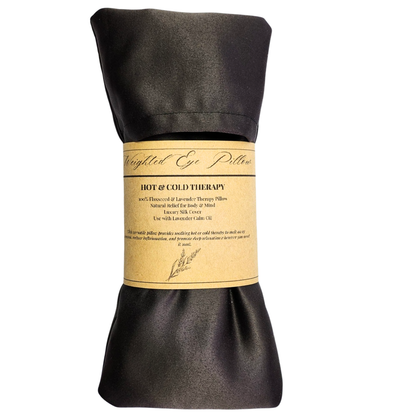Luxury Hot & Cold Weighted Eye Therapy Pillow (100% Natural Flaxseed & Lavender Buds) with Silk Cover