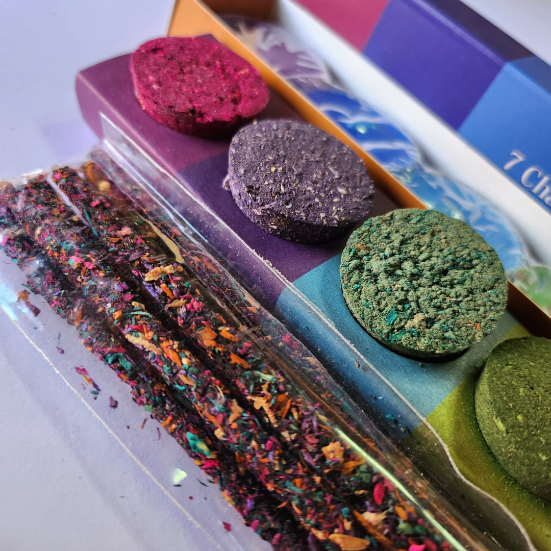 Seven Chakras Smudging Kit and 7 Chakra Tealights