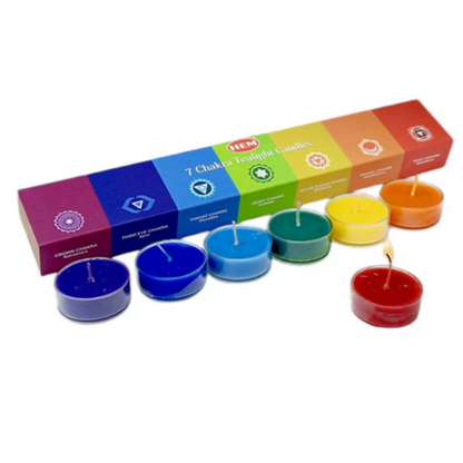 Seven Chakras Smudging Kit and 7 Chakra Tealights