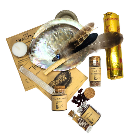 Luxury Sanctuary Crushed Sage Smudging Gift - Abalone Shell, Palo Santo, Feather