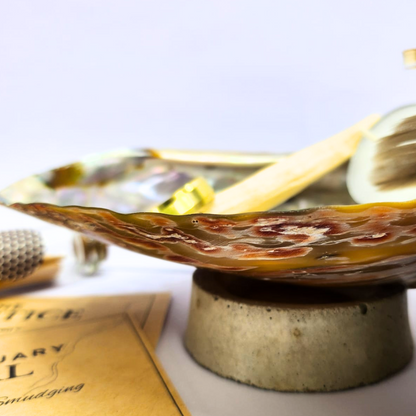 Luxury Sanctuary Crushed Sage Smudging Gift - Abalone Shell, Palo Santo, Feather