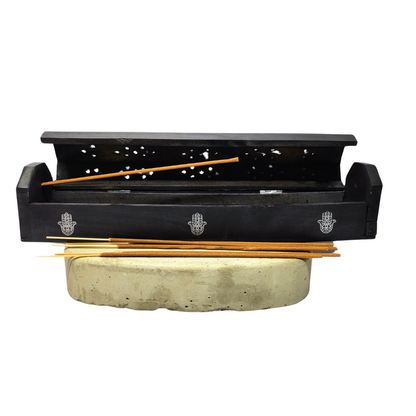 Incense Holder - Hamsa Hand Wooden Box