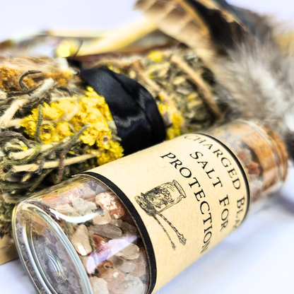 Luxury Sanctuary Crushed Sage Smudging Gift - Abalone Shell, Palo Santo, Feather