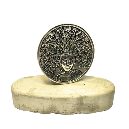 Incense Plate Metal - Buddha & Tree
